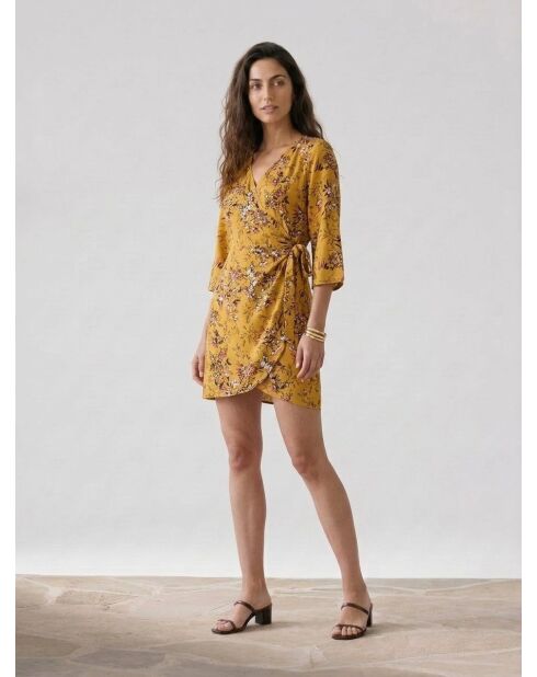 Cristina ockerfarbenes bedrucktes Kleid