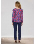 Satinbluse Lexa rosa/blau