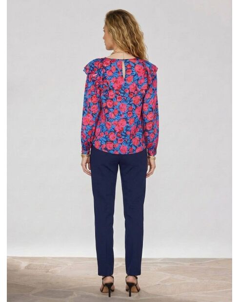 Blusa Lexa de satén rosa/azul