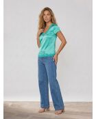 Top en Soie mélangée Polka vert menthe