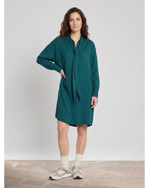 Mittelgrünes Krawattenkleid Brama
