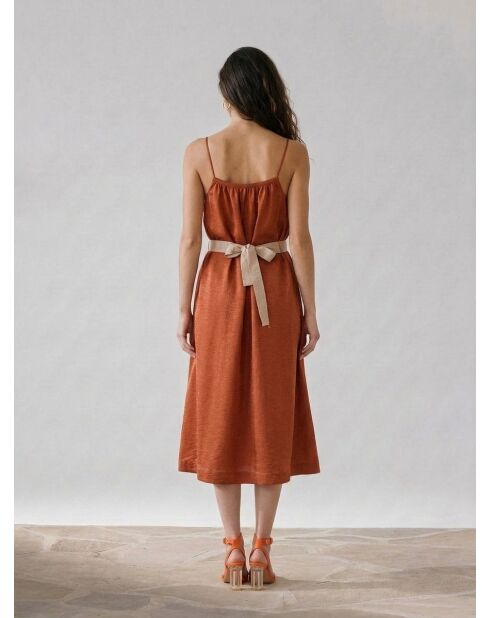 Vestido brillante en mezcla de lino Nahla terra
