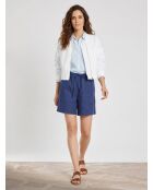 Short 100% Lin Elastique bleu moyen