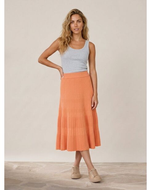 Palice Rippstrickrock aus orangefarbener Wollmischung
