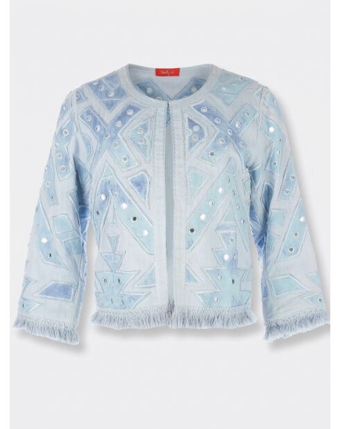 Favorite Jacke aus Baumwolle und Leinen petrolblau