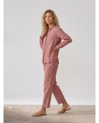 Gestreiftes Emmanuelle Hemd Emmanuelle aus 100% Leinen in Marineblau/Geranium