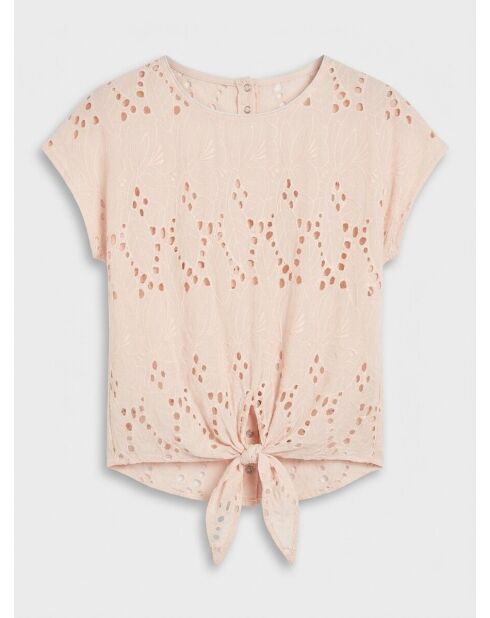Nudefarbenes Top Loise mit Stickerei