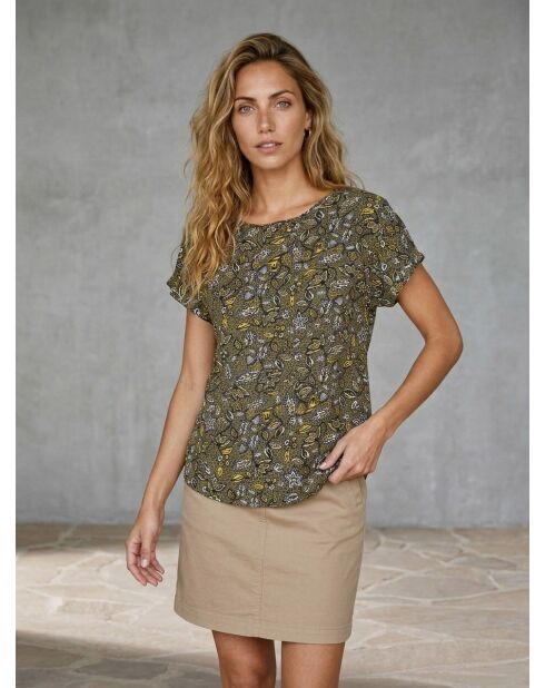 T-Shirt Jungle imprimé kaki/multicolore