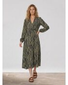 Langes Leo Kleid mit khakifarbenem Tiermuster
