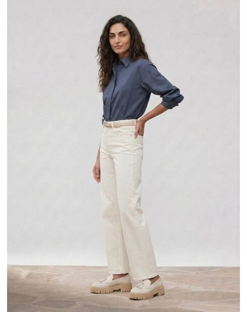 Jean taille haute Wideleg blanc