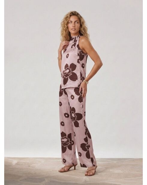 Top Parma in satin con stampa floreale