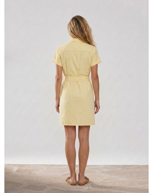 Gelbes Popeline-Kleid aus Mikro-Biobaumwolle