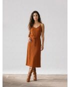 Hellbraunes Top aus geripptem Jersey mit Riemen