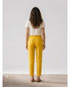 Gelbe Priscille Hose aus Leinenmischung
