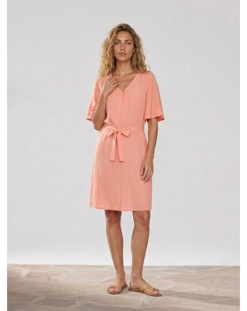 Rosafarbenes bedrucktes Midikleid Cathy