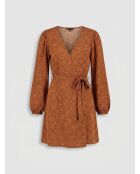 Braunes Minikleid Romance Spring Romance mit Leopardenmuster