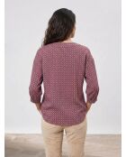 Blusa con motivo geometrico rosso/multicolore