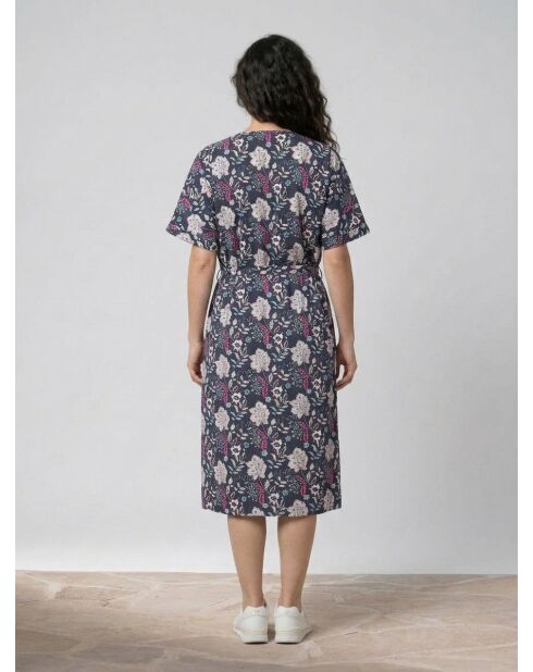 Marineblaues bedrucktes Epolo Kleid
