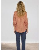 Chemise print micro fleurs orange
