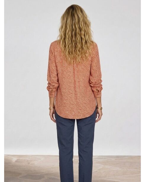 Camisa naranja con estampado de microflores