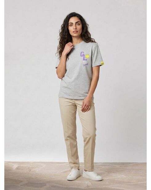 Smiley Grey Heather T-shirt van biologisch katoen