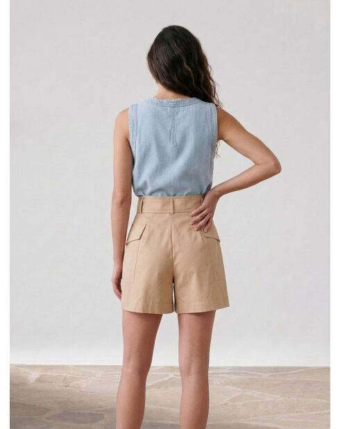 Shorts beige in cotone
