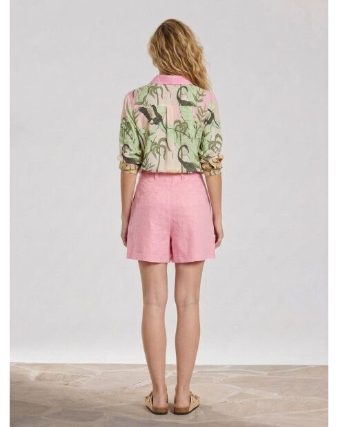 Roze korte broek van 100% linnen