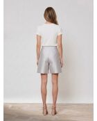 Short-Jupe en Soie mélangée gris clair