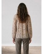 Beigefarbene bedruckte Lurexbluse Logan