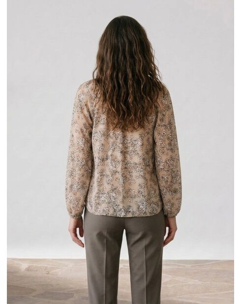 Blusa Logan con stampa lurex beige