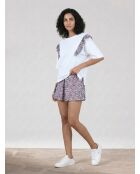 T-Shirt ample volants fleuris blanc