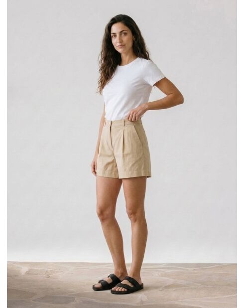 Beigefarbene Shorts Cassie aus einer Leinenmischung