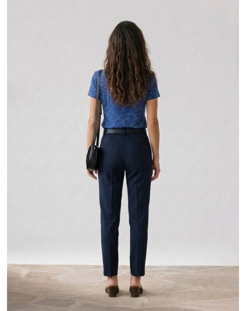 Donkerblauw T-shirt met fantasieprint Cindy