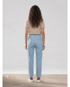 Capri jeans van biologisch katoen met lichtblauwe knopen