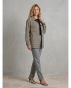 Beige/schwarze Velim-Überhemdjacke aus Baumwolle und Leinen