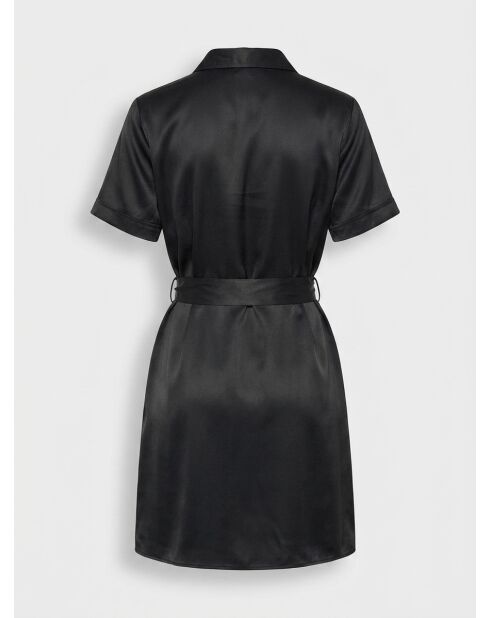 Robe chemise courte Ludivine effet satiné noire