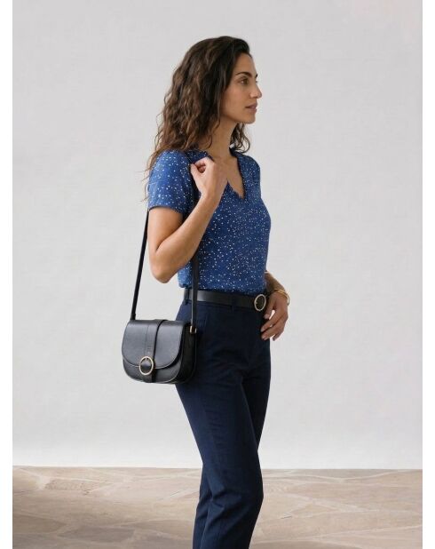 Donkerblauw T-shirt met fantasieprint Cindy