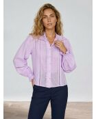 Bluse aus 100% Bio-Baumwolle mit hellvioletter Stickerei