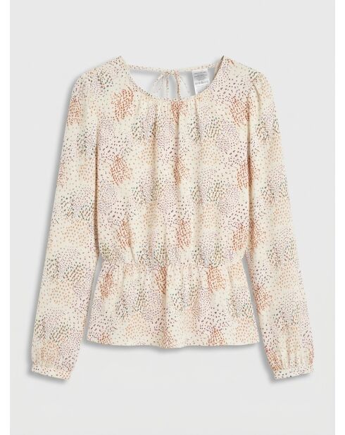 Gala soepelvallende blouse met lichtbeige print