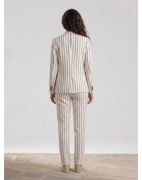 Veste en Coton & Lin Viska à rayures écrue