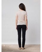 Slim t-shirt met beige/paars/roze opdruk