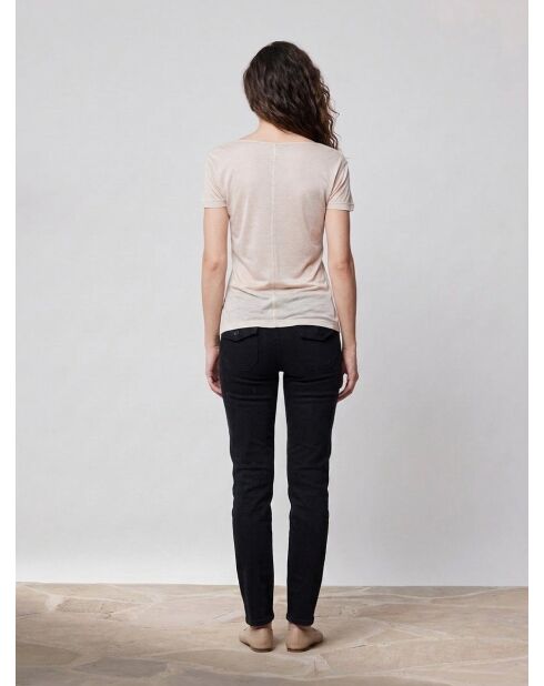 Camiseta delgada con estampado beige/púrpura/rosa