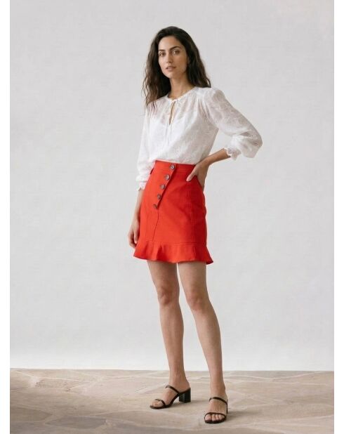 Geborduurde blouse van Laure in gebroken witte ton sur ton