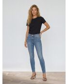 Mittelblaue Skinny-Bohème-Jeans mit hoher Taille