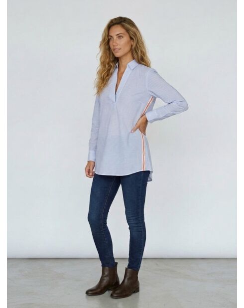 Blouse Popelin rayée bleue