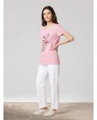 T-Shirt motif en sequins rose