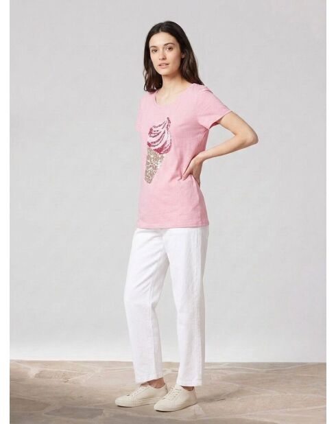 Pinkes T-Shirt mit Paillettenmuster