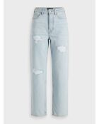 Hellblaue Abriebjeans mit normaler Passform