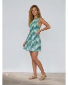 Bedrucktes Kleid Ebene in Marineblau/Grün