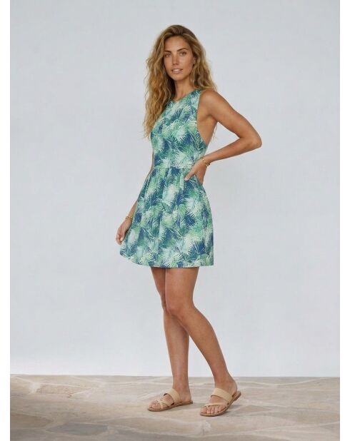 Bedrucktes Kleid Ebene in Marineblau/Grün